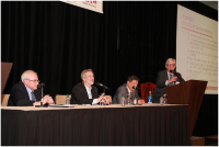 From left to right: Robert Logan, Ph.D, Michael Paasche-Orlow, M.D, Winston F. Wong, M.D., M.S, and Michael Villaire, MSLM (Moderator)
